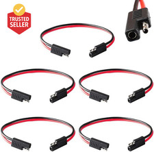 2 Pin Quick Disconnect Wire Harness SAE Connector 5 Pack   Heavy Duty Cable 12"