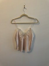 Silky Lace-Trim Pink Camisole Top