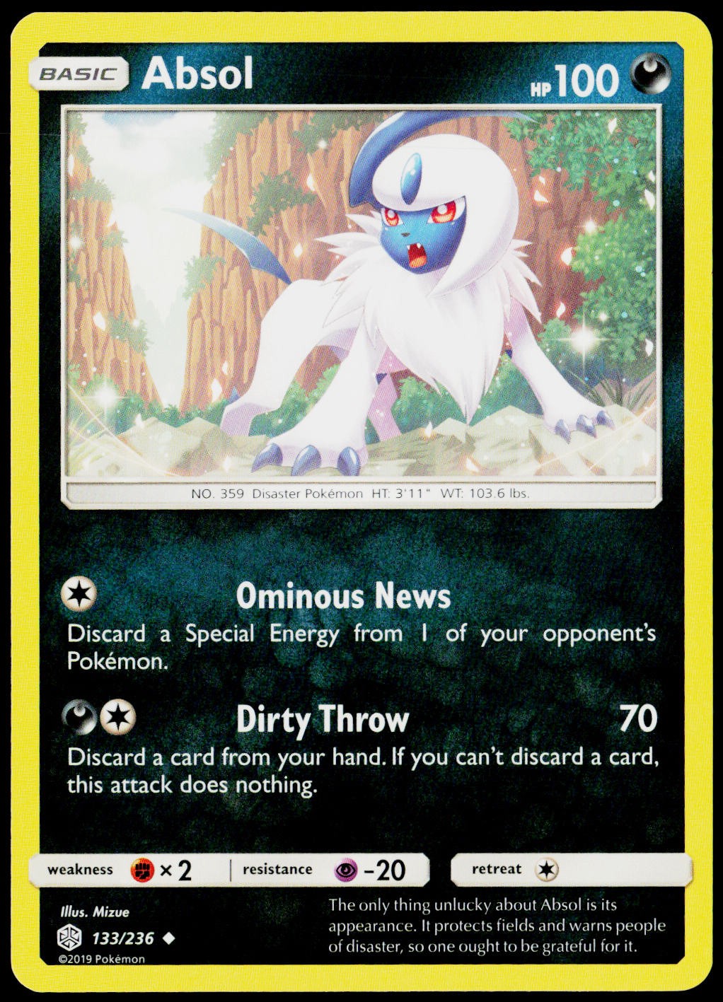 Absol 133/236 Uncommon Cosmic Eclipse Pokemon Lightly Played