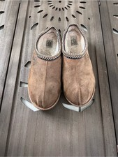 UGG Brown Suede Slip-On Clog with Braided Trim