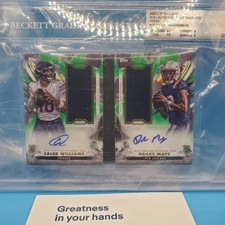 2024 Topps Dual Auto Relic Booklet Green /99 Caleb Williams Drake Maye Rookie SP