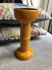 MARKED BAY W. GERMANY Candlestick in Glossy Bright Yellow Glaze and Brown Inside