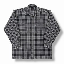 Vintage Black Cotton Flannel Shirt Plaid Mens Medium USA Made Sanforized Levis