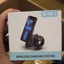3-in-1 Wireless Charging Station for Phone Watch Earbuds, White