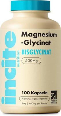 Magnesium Glycinat 500 mg, 100 vegane Magnesium bisglycinat hochdosierte Kapseln
