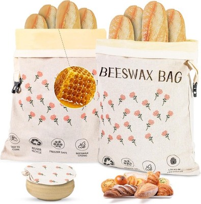 Beeswax Bread Bags (2026 New Upgrade) 2-Pack XX-Large, 1Rose print color 