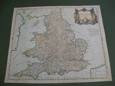 100% ORIGINAL LARGE ENGLAND WALES MAP BY ROBERT MORDEN C1695 HAND COLOUR VGC