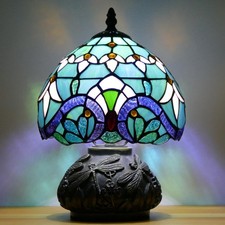 WFAYNTIFL Small Tiffany Lamp Mini Stained Glass Table Lamp Mushroom Memory Sy...