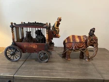 1920-1940s Barnum & Bailey Circus Wagon w/ Clown, Elephant & Two Bears Set Of 5
