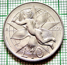 SAN MARINO 2000 10 LIRE, Love - Man Towards the Third Millennium ALUMINIUM UNC
