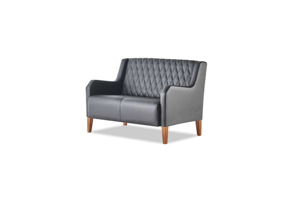 Sofa Schwarz 2-Sitzer Couch Leder Modern Zweisitzig Ledersofa Holz Weich-image