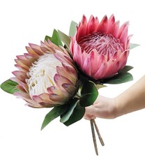 2 PCS 21.65 Inch Fake Artificial King Protea Flowers Home Wedding Decor