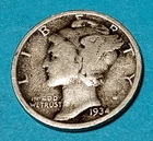 1934 Mercury Dime 90% Silver P Mint, 92-Year-Old Coin