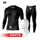 SALE! FIA Sparco - RW-10 Long Sleeve + Underpants + RW-7 Balaclava Free Black