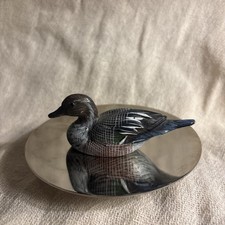 Holz bemalte Ente Miniatur klein 3 cm lang Figur Köder Mini