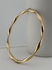 Ladies 9ct Yellow Gold 4mm Twist Bangle 7.5 Inch - Hallmarked