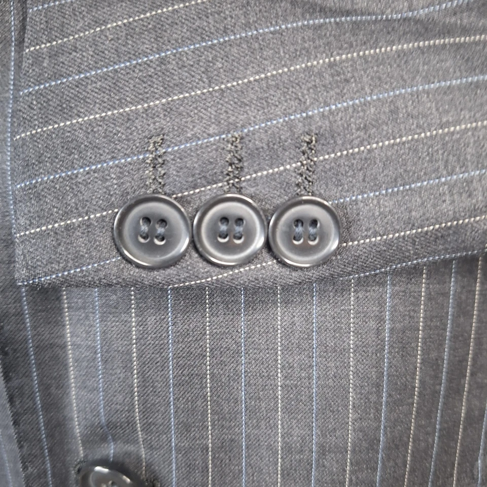 Mantoni 2 Piece Suit Mens 46R 36X29 Gray Multicolor Stripe 3 Button VL Wool - Image 4 of 4