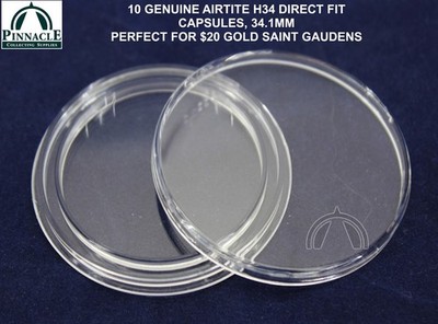 10 - 34mm Direct Fit Airtite Coin Capsule Holders for $20 Gold Saint Gaudens