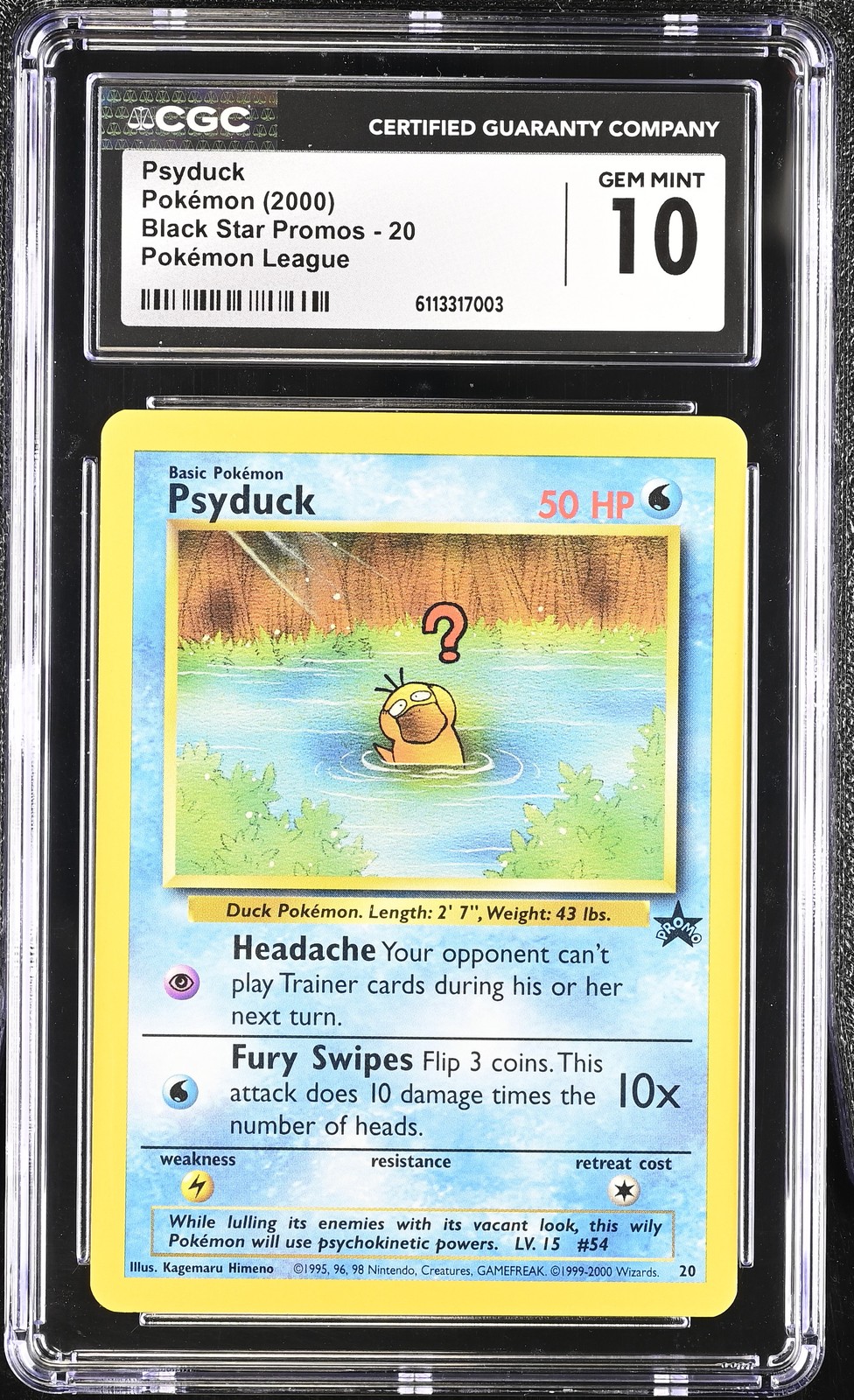 CGC 10 Psyduck 2000 Black Star Promo 20 Pokémon League Graded Pokemon Card