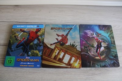 3x Bluray Steelbook Spider-Man    Homecoming + Far from Home + No Way Home