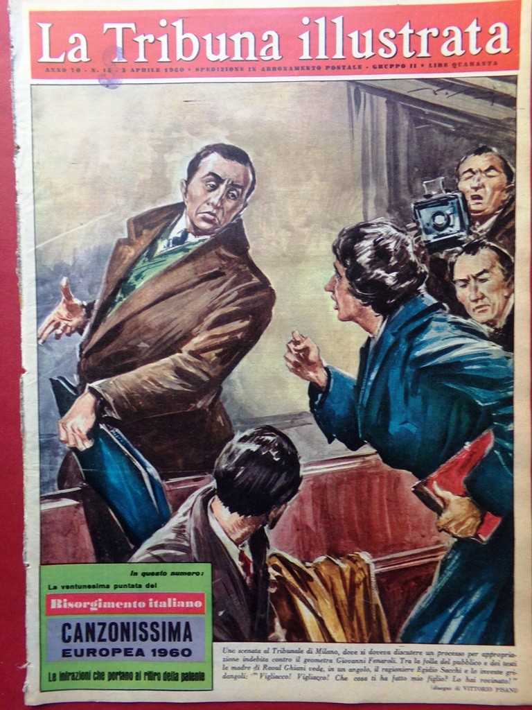 La Tribuna Illustrata 3 Aprile 1960 Processo Fenaroli Como Liston Pianino Finch