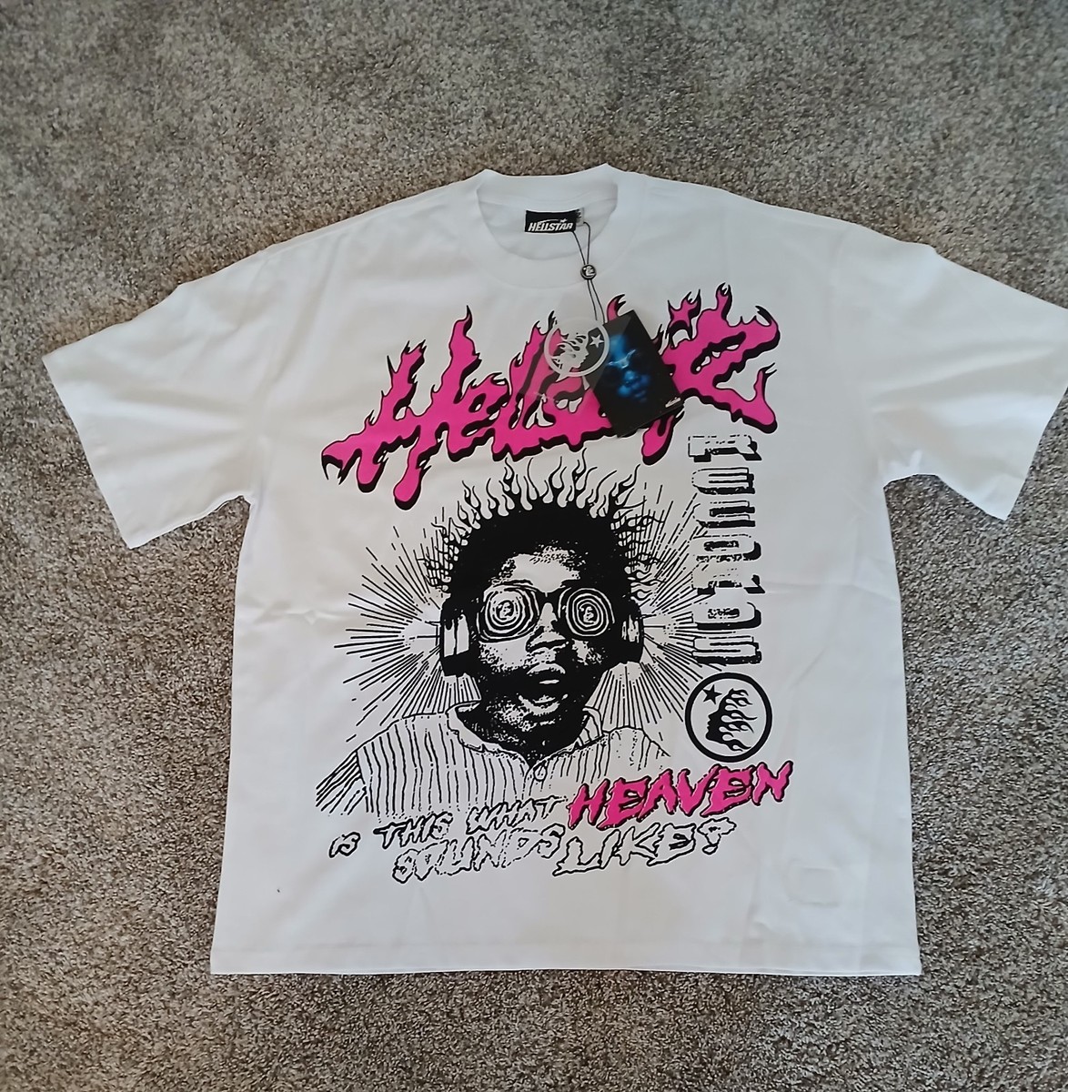 Hellstar Records White Music Graphic Logo Crew Neck Short Sleeve T