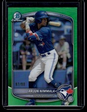 ARJUN NIMMALA 2025 BOWMAN DRAFT CHROME GREEN REFRACTOR #BDC-35 87/99
