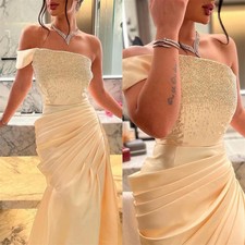 Exquisite One-shoulder Sheath Celebrity Dresses Shirred Sequin Fold Applique