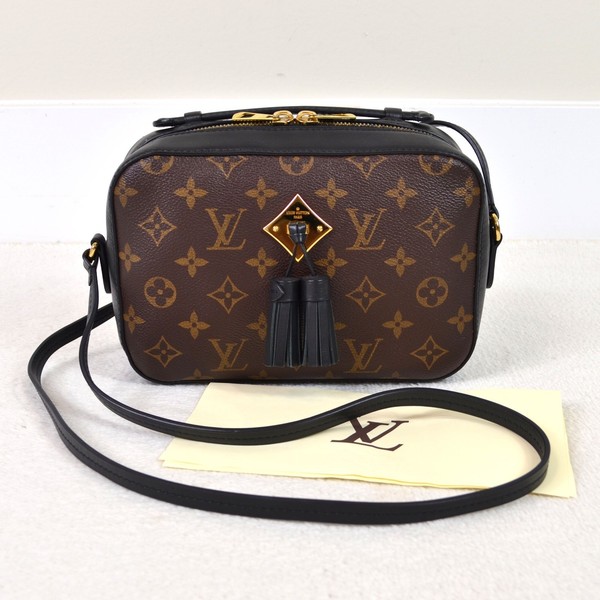 Louis Vuitton Saintonge Monogram Black Leather Small Crossbody Bag Handbag Purse