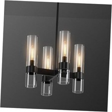 4 Lights Black Chandeliers for Dining Room Light Fixture Entryway Chandelier