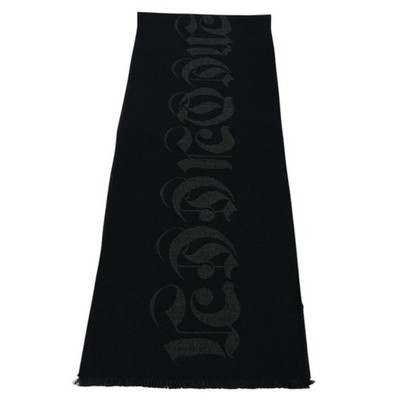 ALEXANDER MCQUEEN Black GOTHIC LOGO Wool Knit Scarf Italy NWT