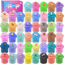 45 Pack Butter Slime Kit For Kids, Holiday Making Bulk Scented Slime Charms-FGQA