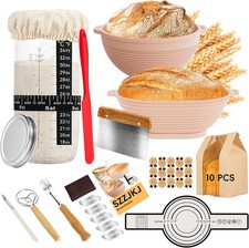Sourdough Starter Kit, 24PCS Sourdough Bread Baking Supplies, 9"Round 11"Oval