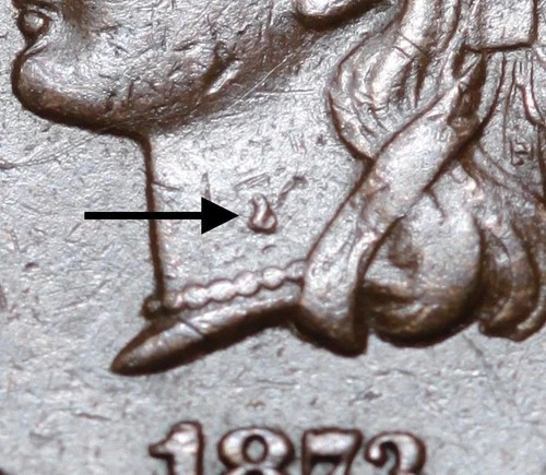 1873 INDIAN HEAD CENT - XF EF - With DIGIT ON NECK *SNOW-7* MPD