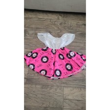 Vintage Rubie’s 1950s Rock 'n Roll Costume Dress – Pink Record Print Sock Hop...