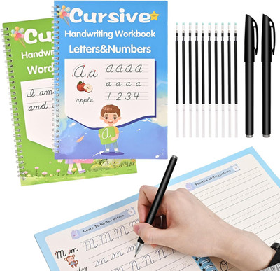 Grooved Cursive Handwriting Workbook,Reusable Cursive Writing Practice Bo
