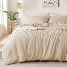 Super Soft Duvet Cover - 100 Washed Microfiber Light Khaki Comforter Cover S...