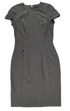 Lauren Ralph Lauren Dress Womens 6 Gray Short Sleeve Sheath Zipper Business Work