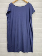Eileen Fisher Fine Jersey Shift Dress Blue Cap Sleeve Stretch Size XL