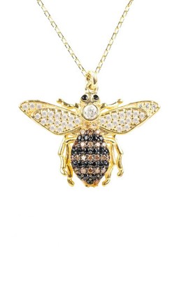 LATELITA Anhänger Halskette Honig Hummel Bienenkönigin Gold Gelb CZ 925 Silber