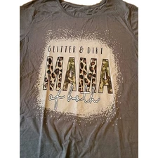 Mama Glitter & Dirt,Scoop Neck T-shirt, Size 4X, Asphalt Dark Grey. Nwt