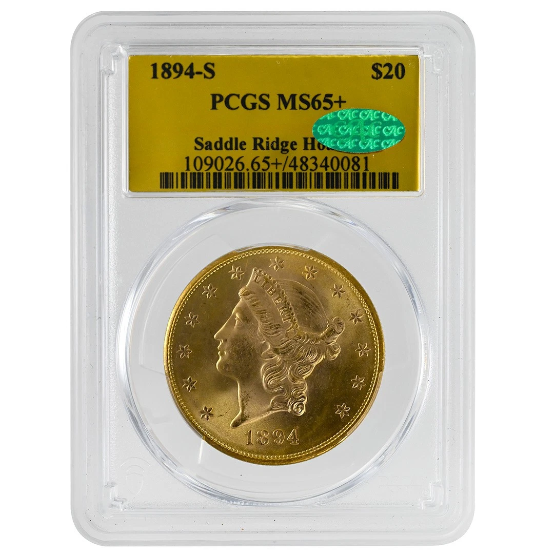 1894-S $20 Liberty Head PCGS MS65+ CAC SADDLE RIDGE HOARD