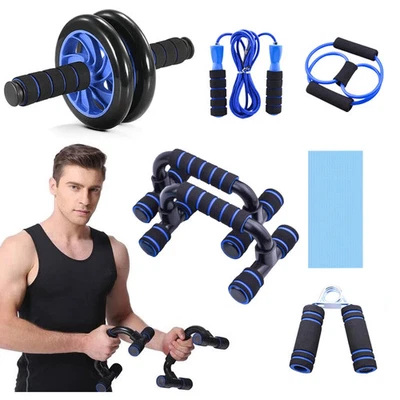 7PCS Ab Roller Dual-Wheel Core Trainer Non-Slip Abdominal Fitness Exercise Tool - Image 1 of 4