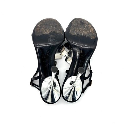 Vintage Dior Galliano 2004 Dog Tag Strappy Satin Heeled Sandals | eBay