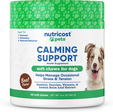 Nutricost Pets Calming Support Soft Chews for Dogs Beef Flavored 60 Soft Chews