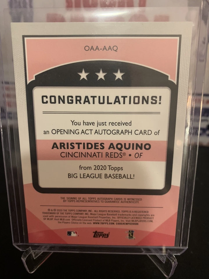 2020 Topps Aristides Aquino Opening Act AUTO Limited to 72/99 RC Orange - Image 2 of 2
