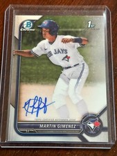 2022 Bowman Chrome Martin Gimenez Toronto Blue Jays Base Auto