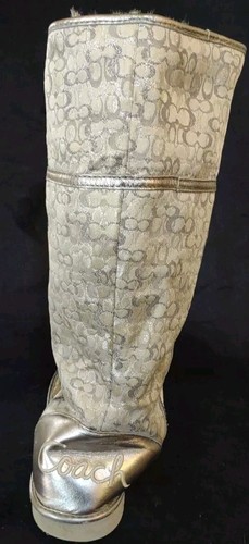 Coach Womens Silver Nikole Classic Signature Sherpa Lined Boots Size 7.5.SSH - Picture 9 of 13