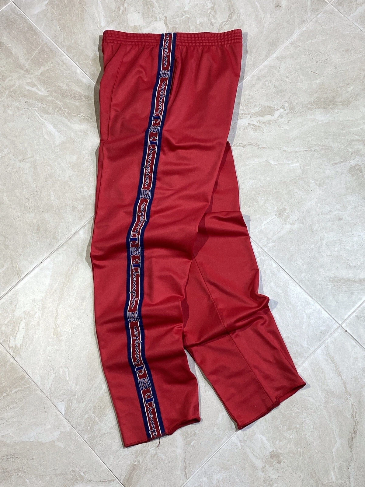 Pantalon de survêtement vintage années 90 Champion USA style streetwear rouge Y2k hype homme taille M