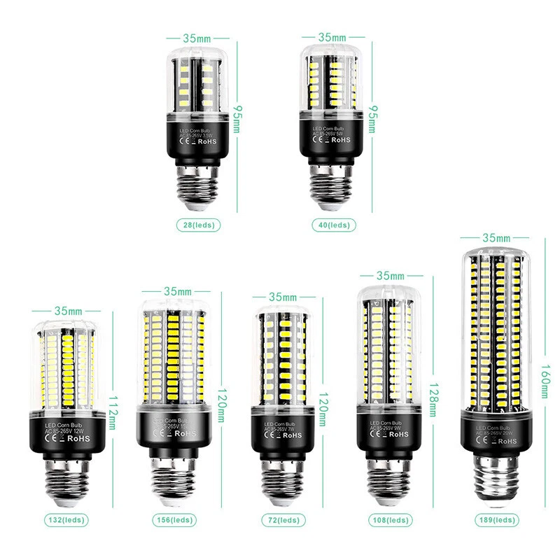 E27 E14 LED Bulb 3.5W/5W/7W/9W/12W/15W/20W Corn Light Bulbs Replace Halogen Lamp - Image 3 of 4